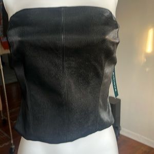 Kurious New Women Large solid PU vegan leather & 100% polyester tube top
